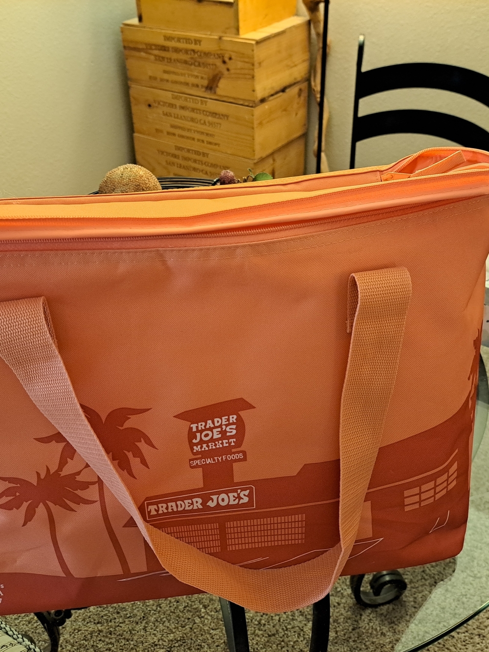 TRADER JOE'S new no Tags, Insulated cooler Grocery tote- LARGE Coral Orange